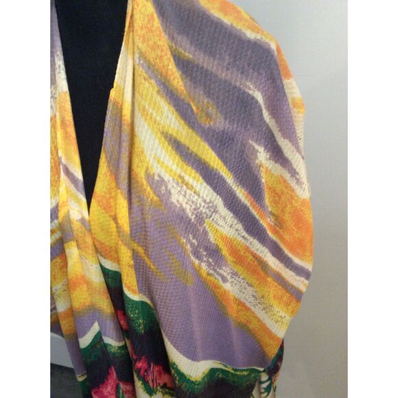 Boho Kimono Shawl OS Summer Tassels Wrap One Size Beach Cover Woven Hearts - Picture 3 of 5